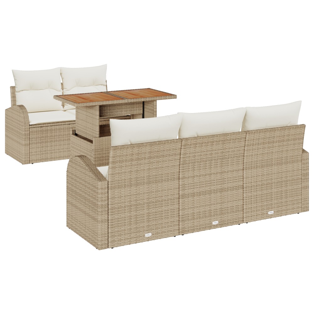 vidaXL Set de canapele pentru grădină cu pernă 6 pcs bej și crem