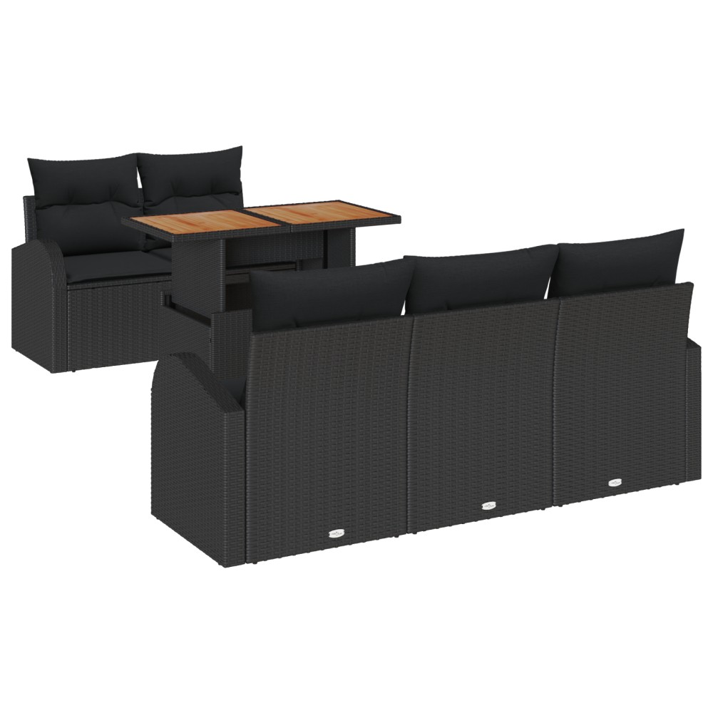 vidaXL Set de canapele pentru grădină 6 pcs Negru 100 x 55 x 73 cm