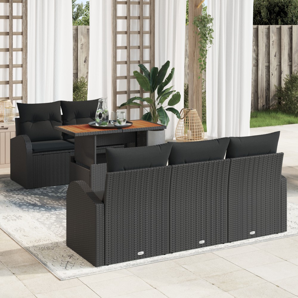vidaXL Set de canapele pentru grădină 6 pcs Negru 100 x 55 x 73 cm
