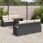 vidaXL Set de canapele pentru grădină cu pernă 7 pcs negru și crem vidaXL Set de canapele pentru grădină cu pernă 7 pcs negru și crem