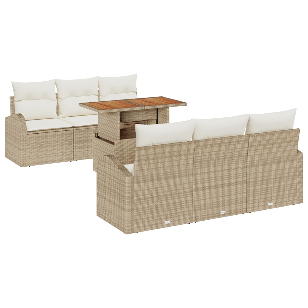 vidaXL Set de canapele pentru grădină cu pernă 7 pcs bej și crem