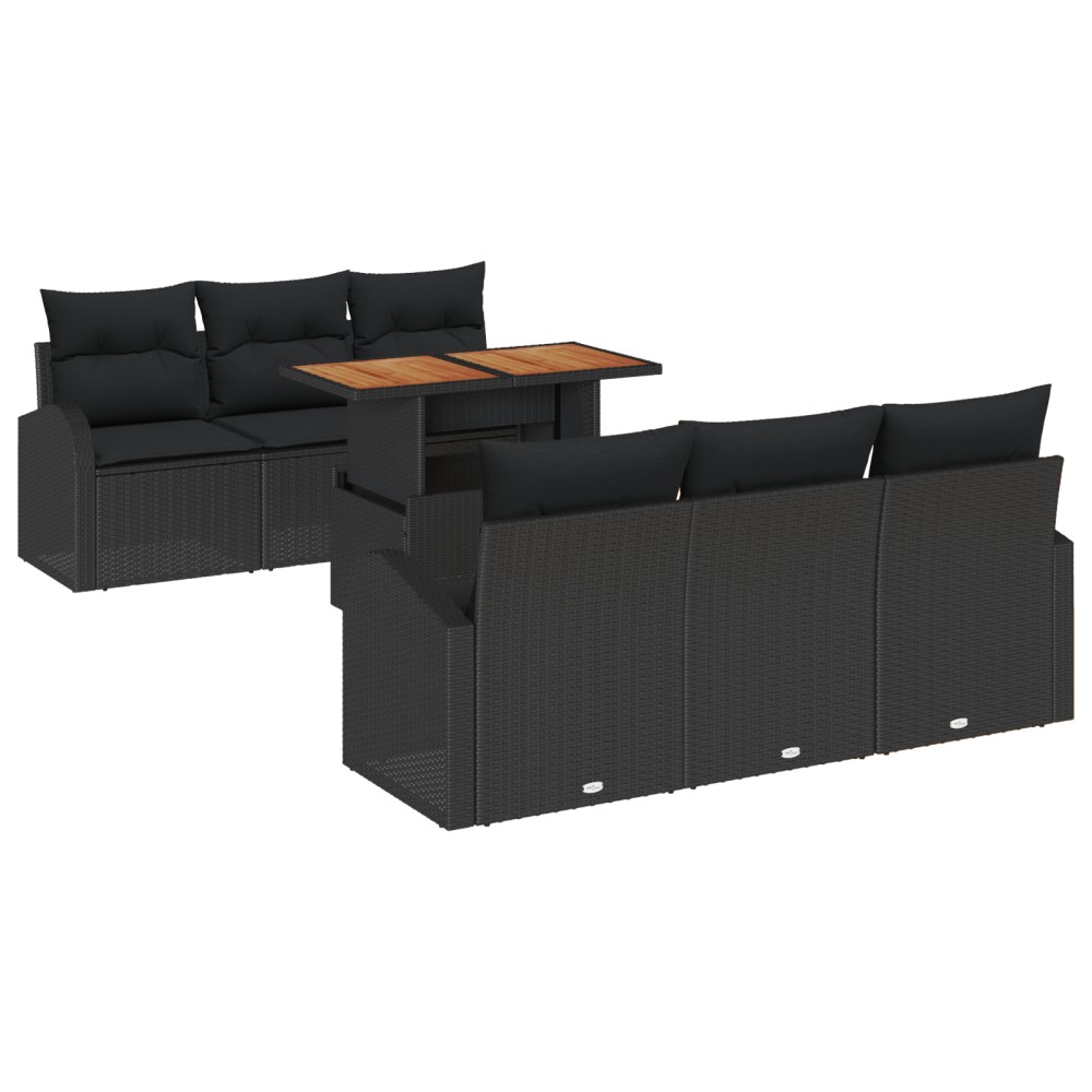 vidaXL Set de canapele pentru grădină 7 pcs Negru 100 x 55 x 73 cm