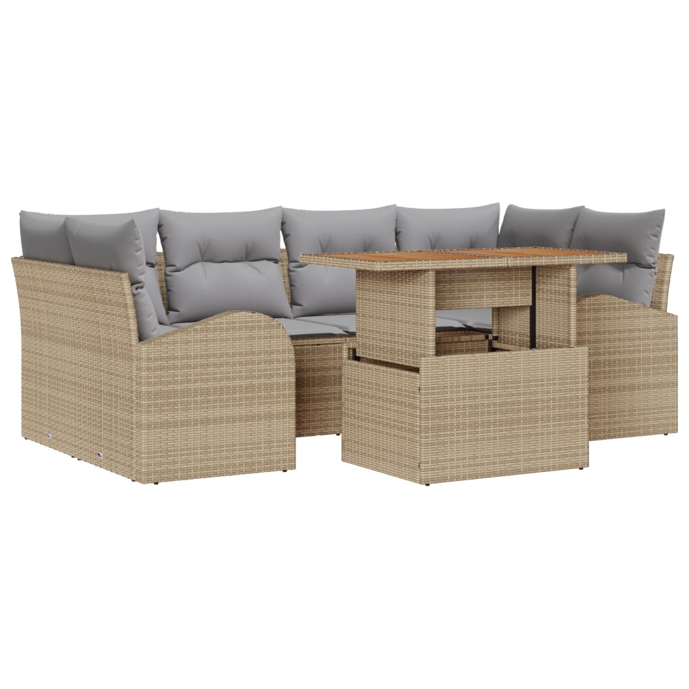 vidaXL Set de canapele pentru grădină Manual 7 pcs bej și gri deschis