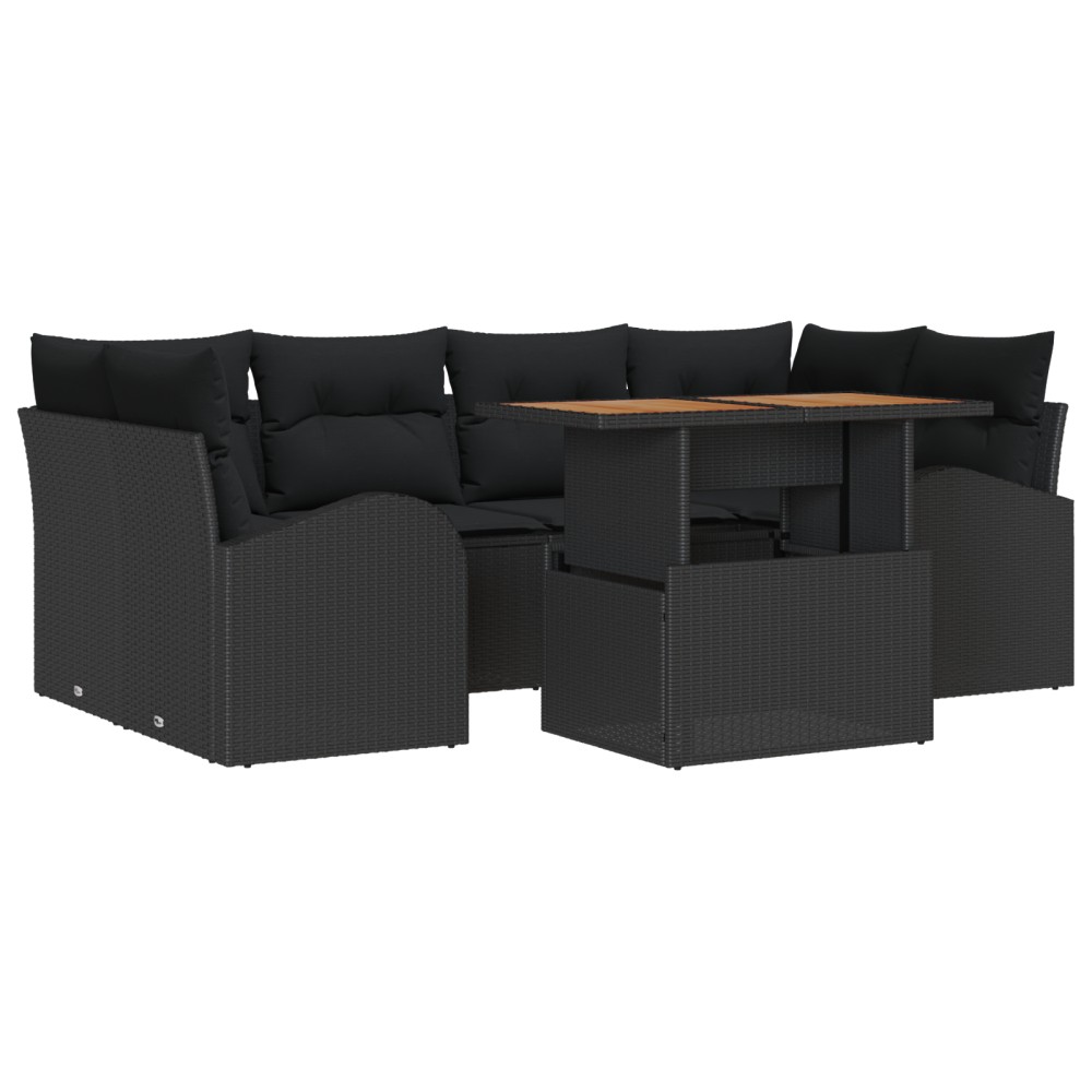 vidaXL Set de canapele pentru grădină 7 pcs Negru 100 x 55 x 73 cm
