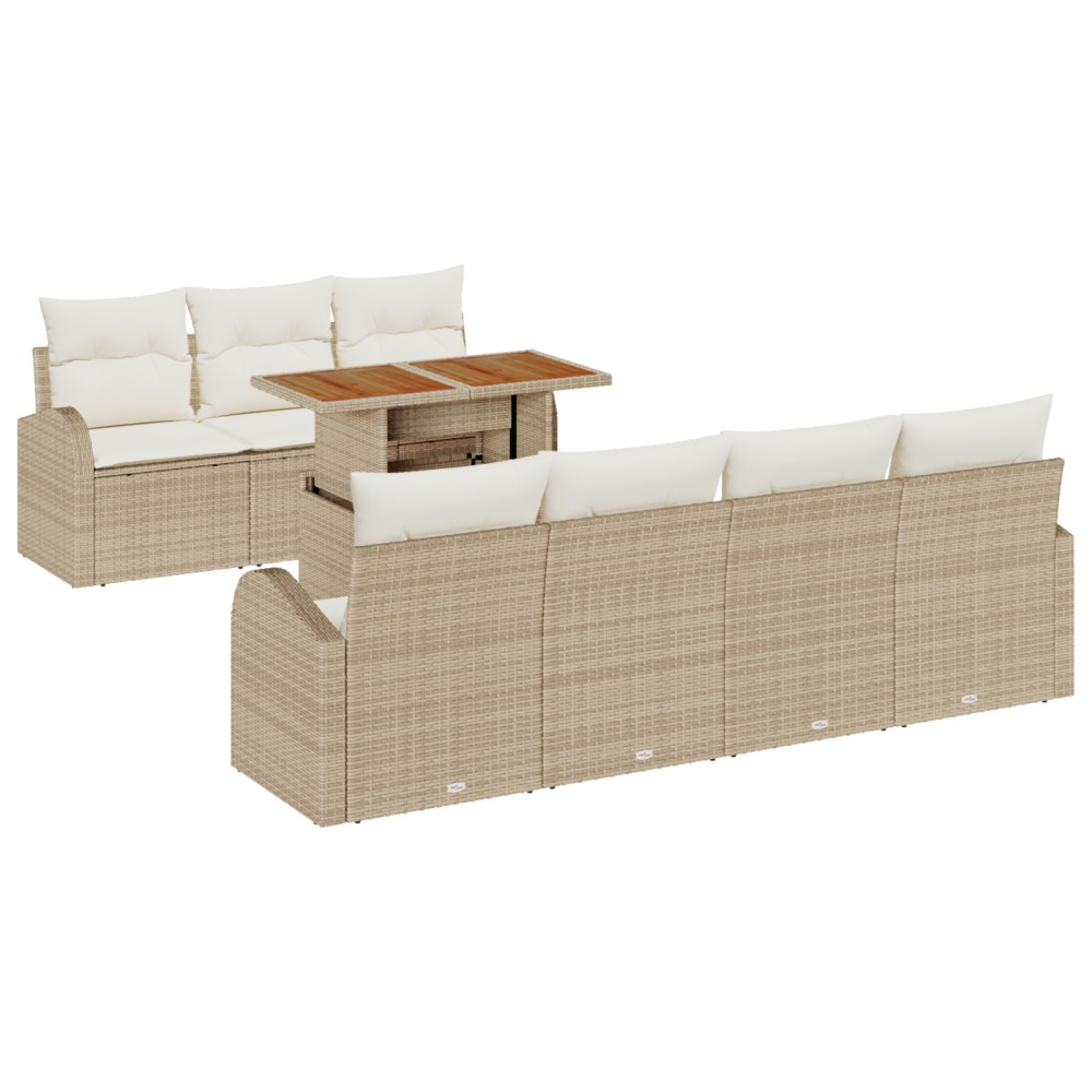 vidaXL Set de canapele pentru grădină cu pernă 8 pcs bej și crem