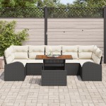 vidaXL Set de canapele pentru grădină cu pernă 8 pcs negru și crem