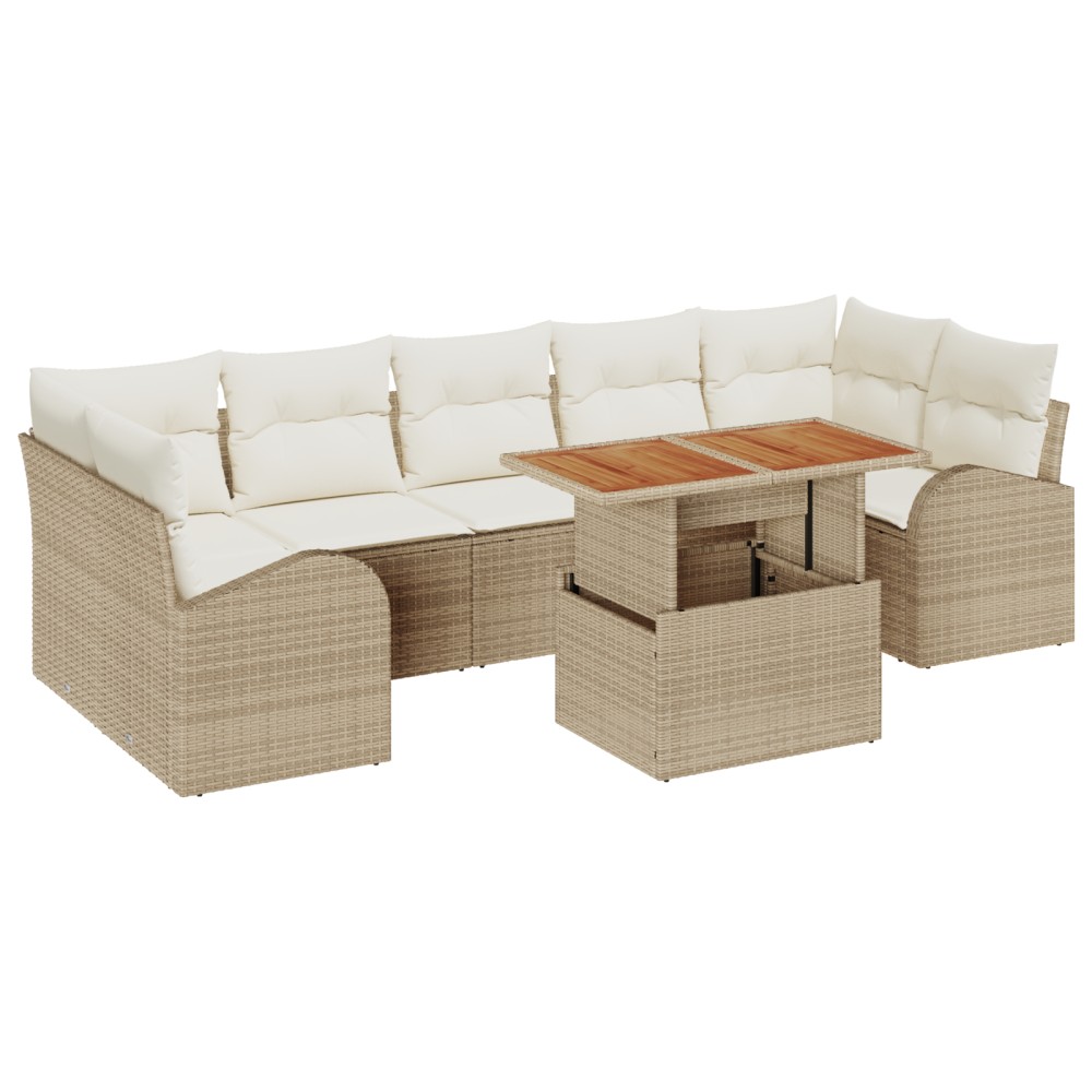 vidaXL Set de canapele pentru grădină cu pernă 8 pcs bej și crem