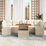 vidaXL Set de canapele pentru grădină cu pernă 8 pcs bej și crem