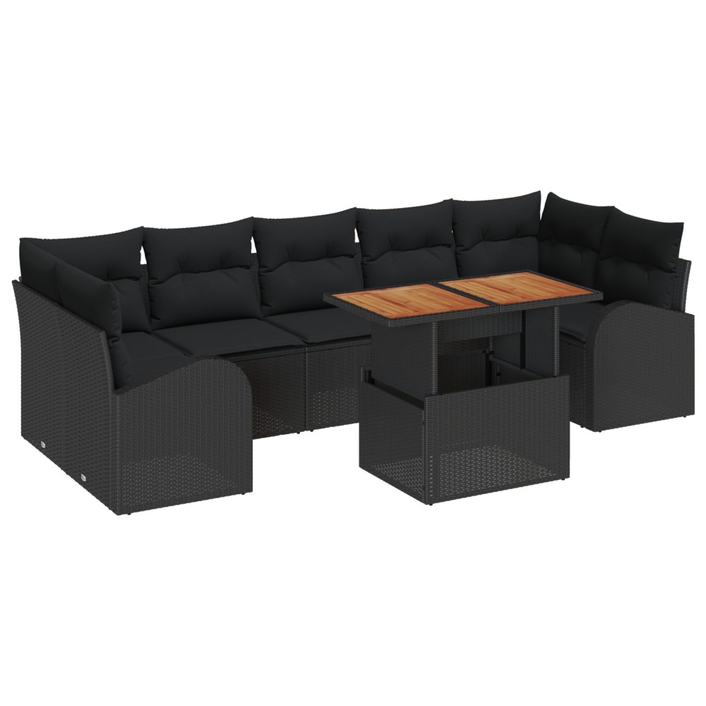 vidaXL Set de canapele pentru grădină 8 pcs Negru 100 x 55 x 73 cm