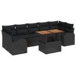vidaXL Set de canapele pentru grădină 8 pcs Negru 100 x 55 x 73 cm