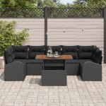 vidaXL Set de canapele pentru grădină 8 pcs Negru 100 x 55 x 73 cm