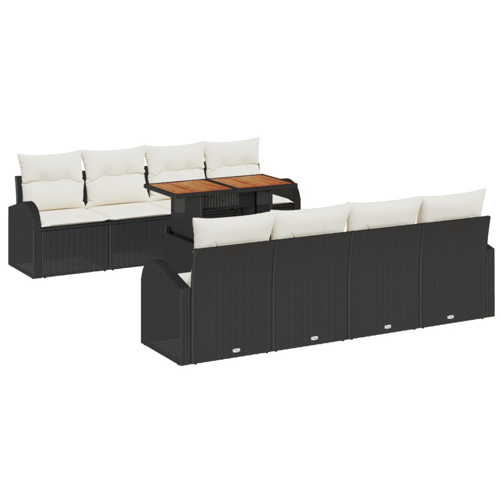 vidaXL Set de canapele pentru grădină cu pernă 7 pcs negru și crem