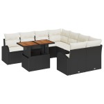 vidaXL Set de canapele pentru grădină cu pernă 9 pcs negru și crem vidaXL Set de canapele pentru grădină cu pernă 9 pcs negru și crem