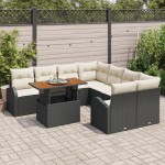 vidaXL Set de canapele pentru grădină cu pernă 9 pcs negru și crem vidaXL Set de canapele pentru grădină cu pernă 9 pcs negru și crem