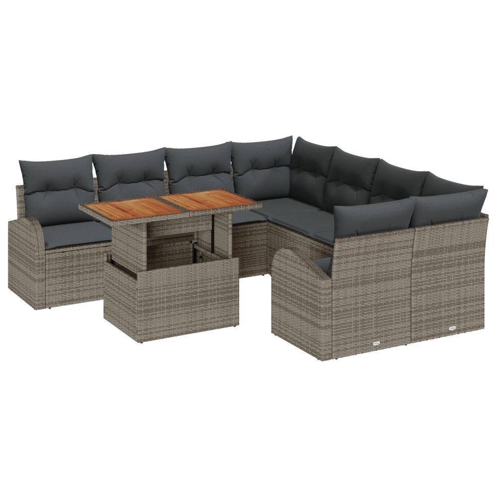 vidaXL Set de canapele pentru grădină 9 pcs Gri 100 x 55 x 73 cm