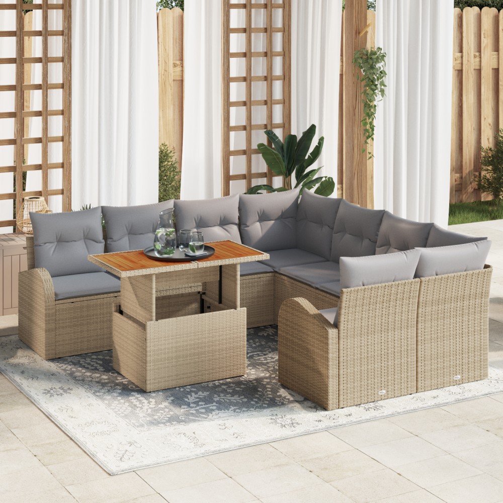 vidaXL Set de canapele pentru grădină Manual 9 pcs bej și gri deschis