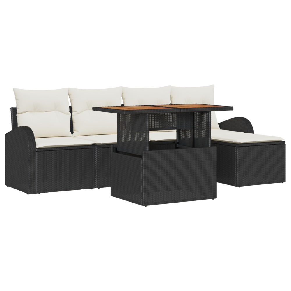 vidaXL Set de canapele pentru grădină cu pernă 6 pcs negru și crem