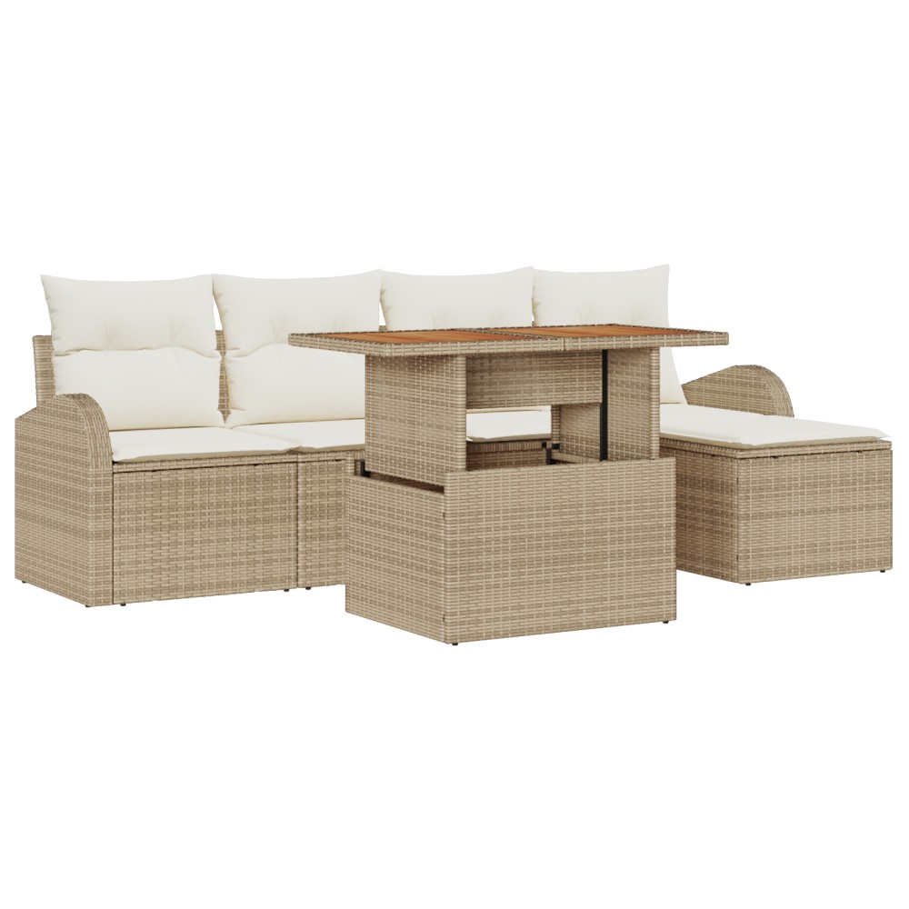 vidaXL Set de canapele pentru grădină cu pernă 6 pcs bej și crem