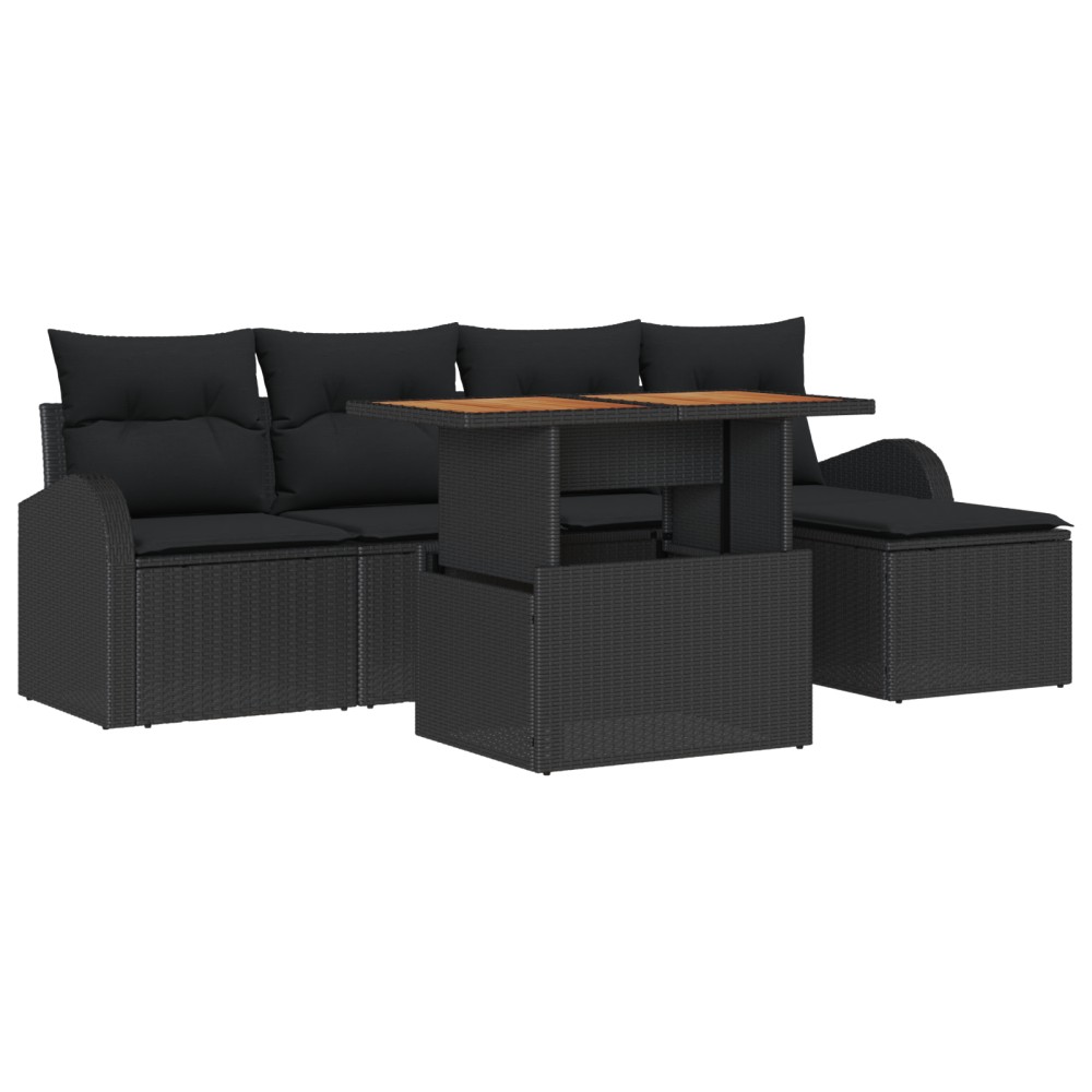 vidaXL Set de canapele pentru grădină cu pernă 6 pcs Negru