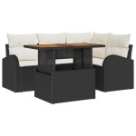 vidaXL Set de canapele pentru grădină cu pernă 5 pcs negru și crem vidaXL Set de canapele pentru grădină cu pernă 5 pcs negru și crem
