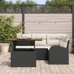 vidaXL Set de canapele pentru grădină cu pernă 5 pcs negru și crem vidaXL Set de canapele pentru grădină cu pernă 5 pcs negru și crem
