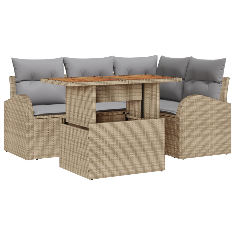 vidaXL Set de canapele pentru grădină Manual 5 pcs bej și gri deschis