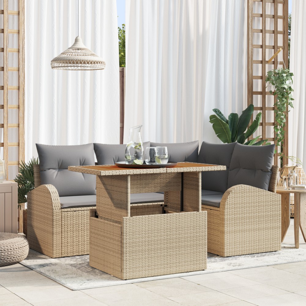 vidaXL Set de canapele pentru grădină Manual 5 pcs bej și gri deschis