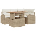 vidaXL Set de canapele pentru grădină cu pernă 5 pcs bej și crem vidaXL Set de canapele pentru grădină cu pernă 5 pcs bej și crem