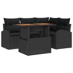 vidaXL Set de canapele pentru grădină 5 pcs Negru 100 x 55 x 73 cm