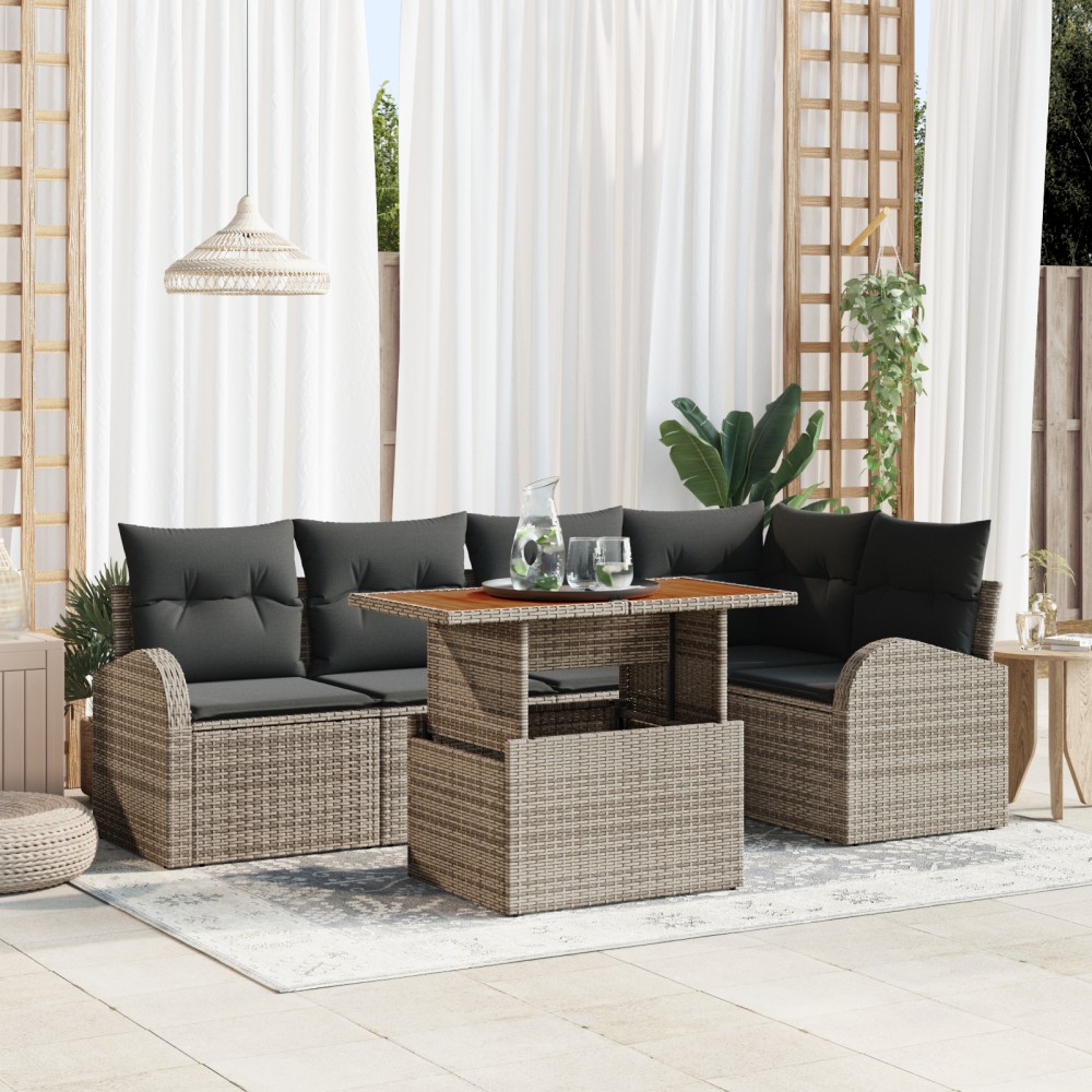vidaXL Set de canapele pentru grădină 6 pcs Gri 100 x 55 x 73 cm