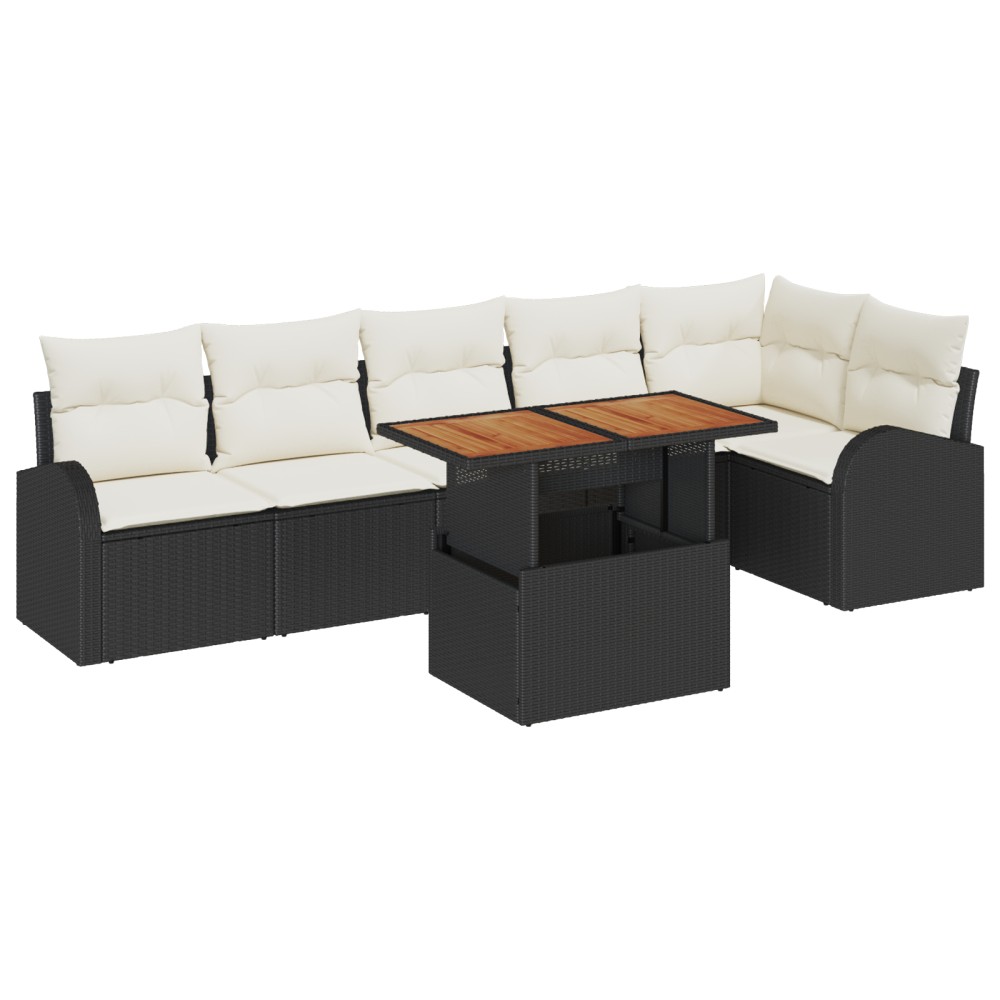 vidaXL Set de canapele pentru grădină cu pernă 7 pcs negru și crem
