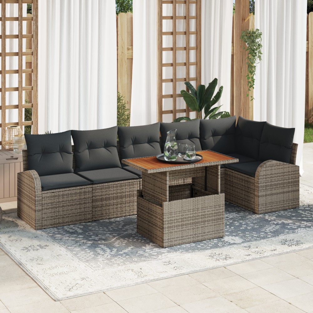 vidaXL Set de canapele pentru grădină 7 pcs Gri 100 x 55 x 73 cm