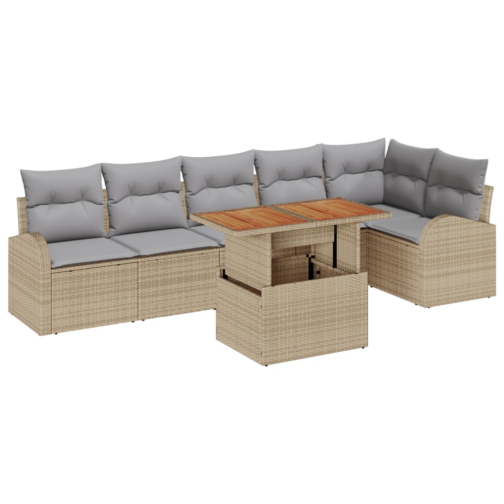 vidaXL Set de canapele pentru grădină 7 pcs bej și gri deschis