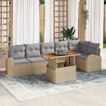 vidaXL Set de canapele pentru grădină 7 pcs bej și gri deschis