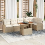 vidaXL Set de canapele pentru grădină cu pernă 7 pcs bej și crem vidaXL Set de canapele pentru grădină cu pernă 7 pcs bej și crem