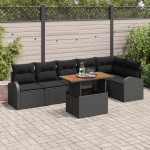 vidaXL Set de canapele pentru grădină 7 pcs Negru 100 x 55 x 73 cm