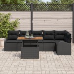 vidaXL Set de canapele pentru grădină 7 pcs Negru 100 x 55 x 73 cm