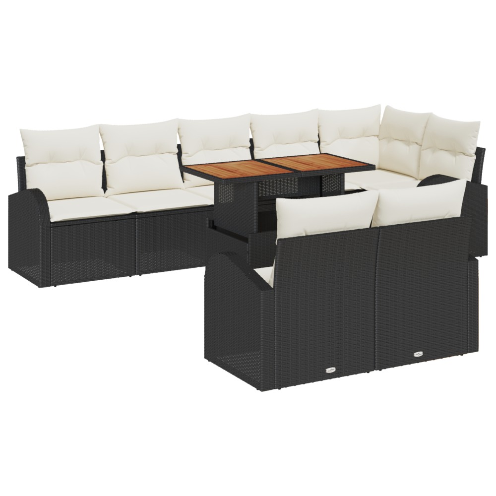 vidaXL Set de canapele pentru grădină cu pernă 9 pcs negru și crem