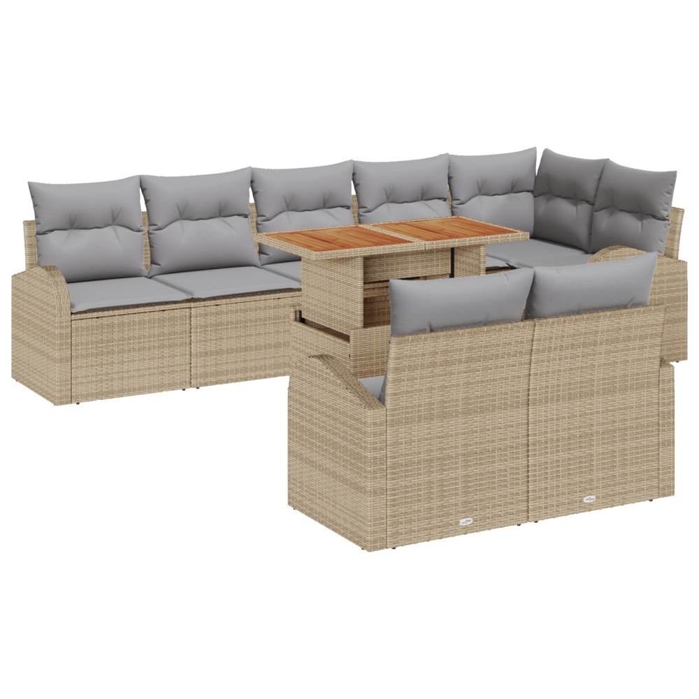 vidaXL Set de canapele pentru grădină 9 pcs bej și gri deschis