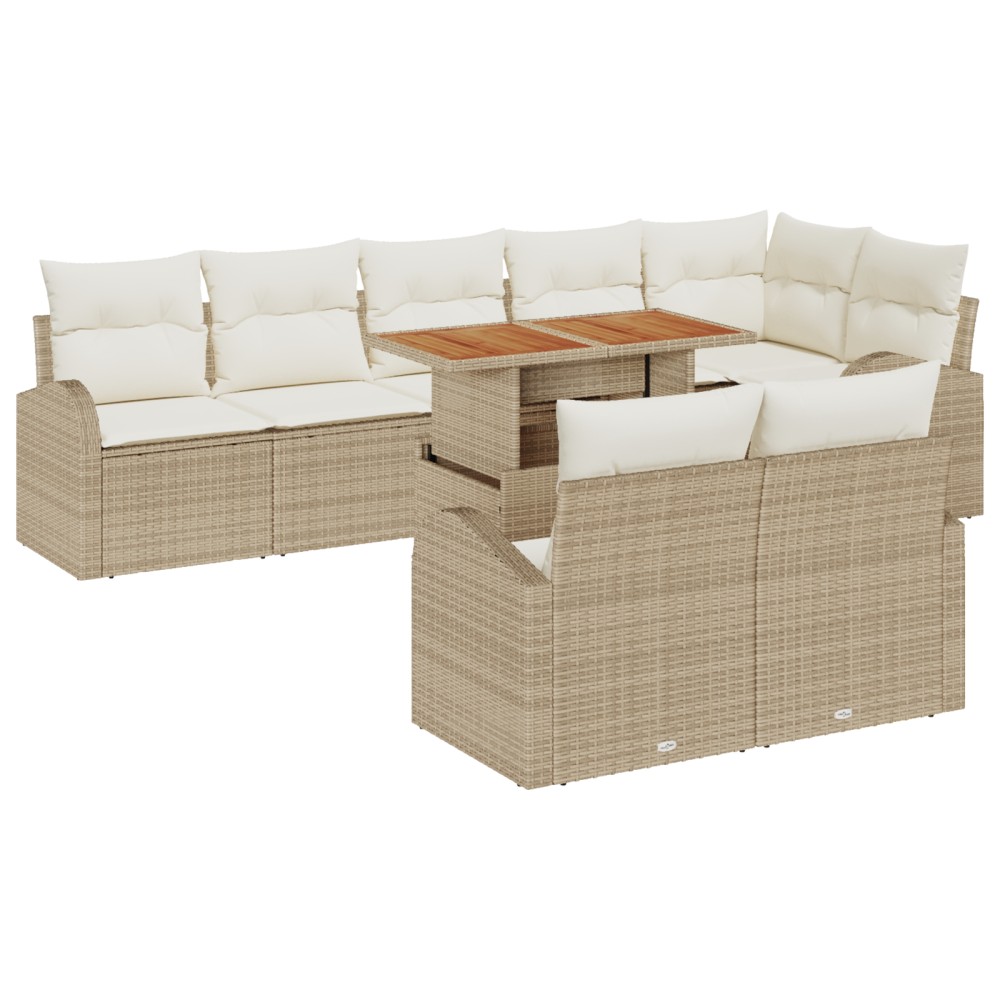 vidaXL Set de canapele pentru grădină cu pernă 9 pcs bej și crem