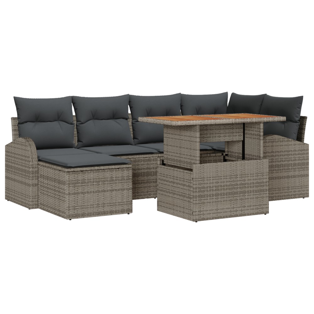 vidaXL Set de canapele pentru grădină cu pernă 7 pcs Gri