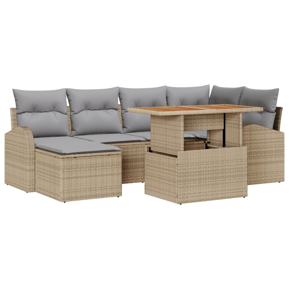 vidaXL Set de canapele pentru grădină 7 pcs bej și gri deschis