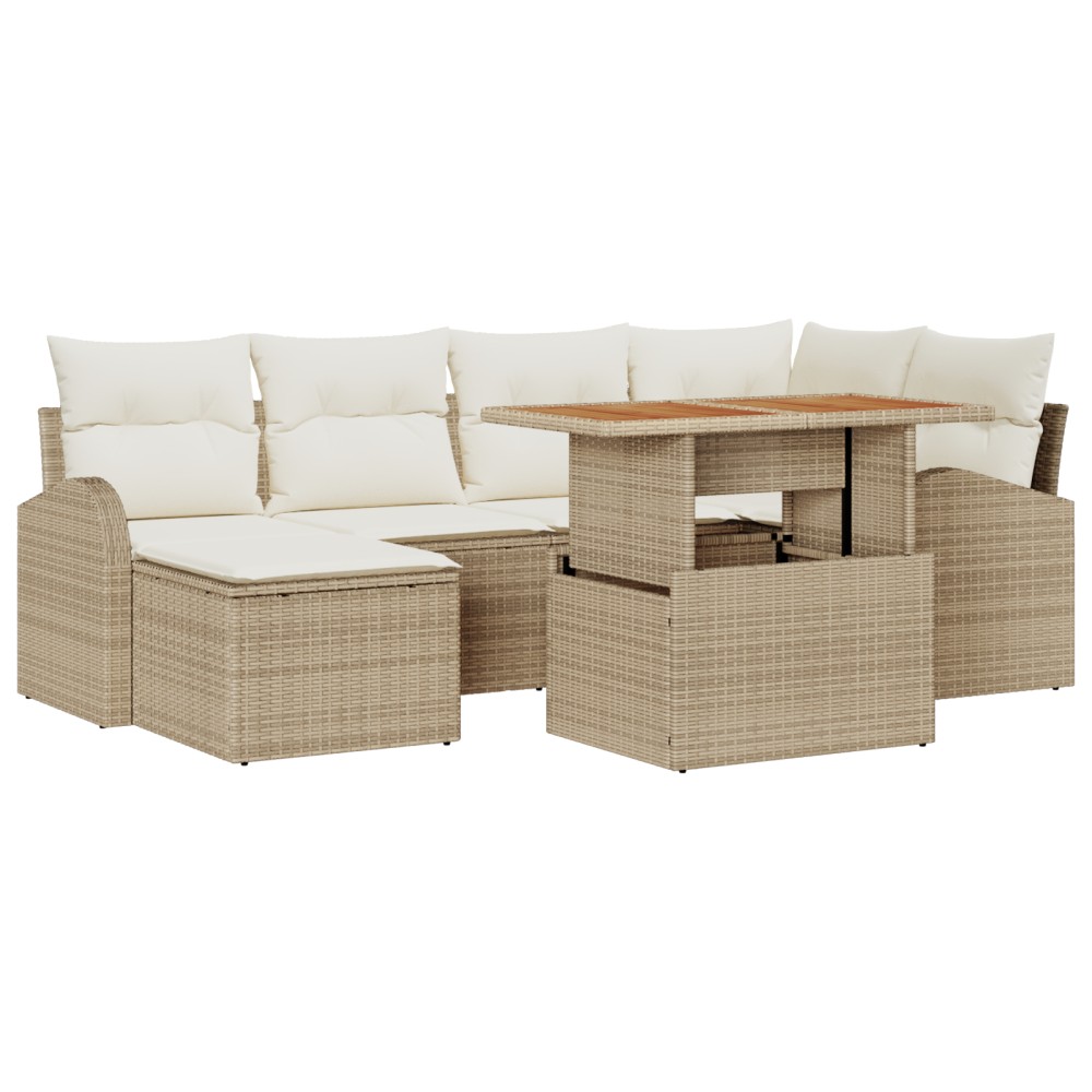 vidaXL Set de canapele pentru grădină cu pernă 7 pcs bej și crem