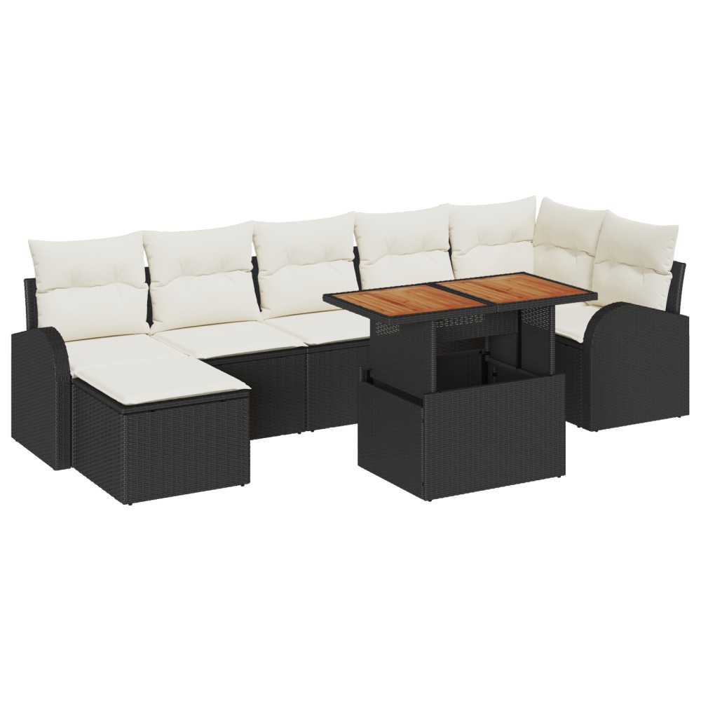 vidaXL Set de canapele pentru grădină cu pernă 8 pcs negru și crem