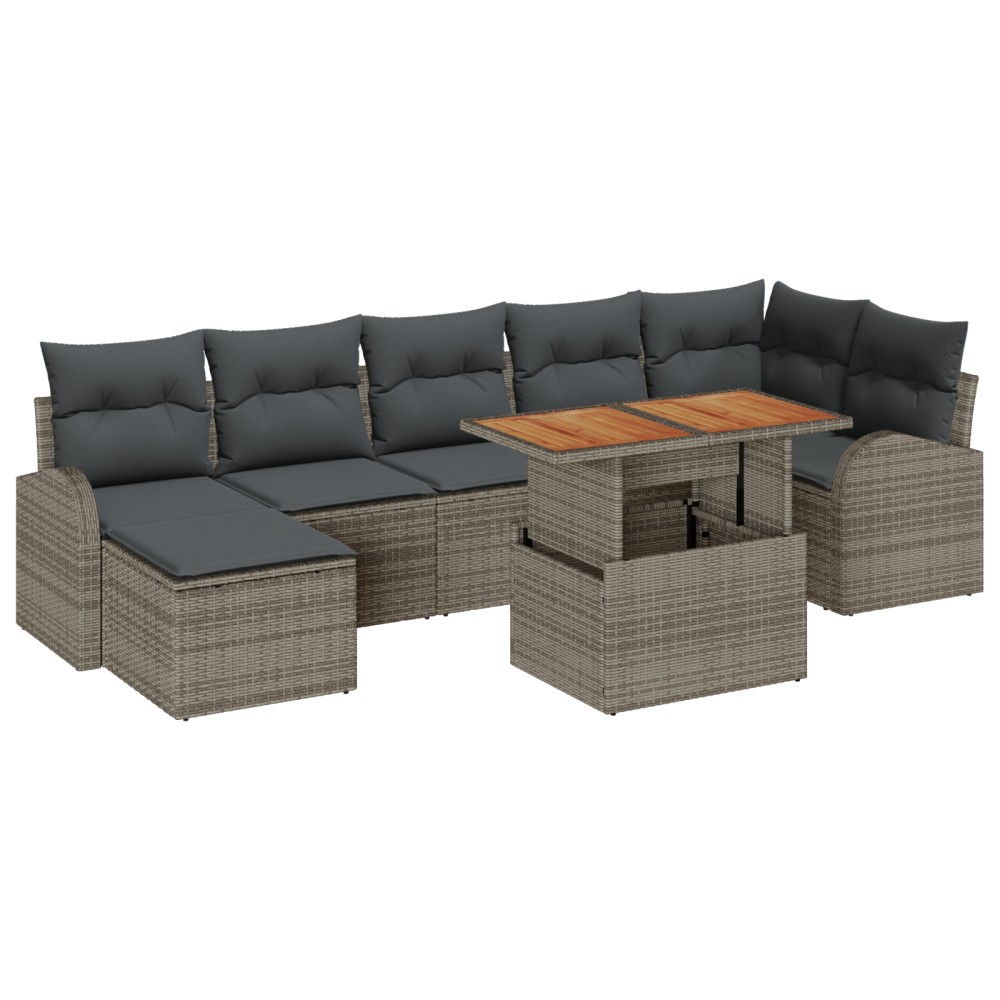 vidaXL Set de canapele pentru grădină cu pernă 8 pcs Gri
