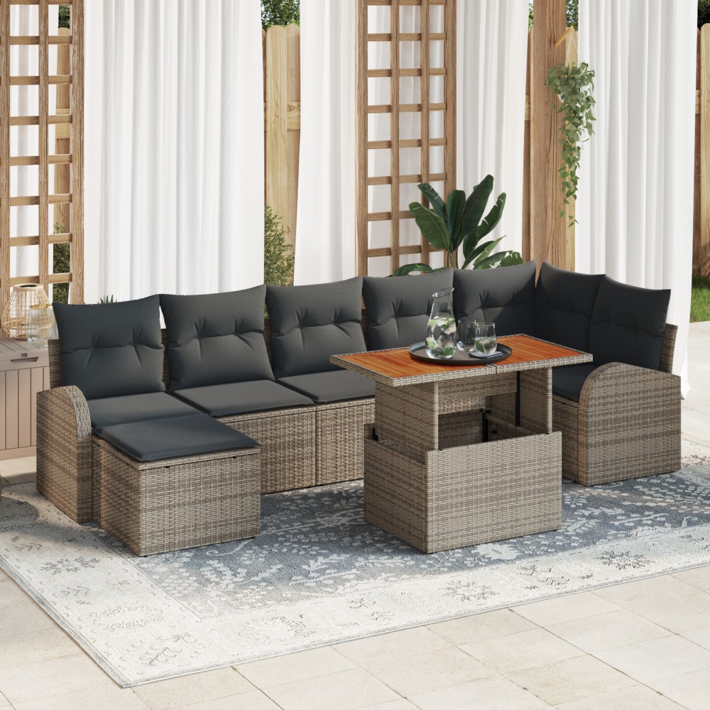 vidaXL Set de canapele pentru grădină cu pernă 8 pcs Gri
