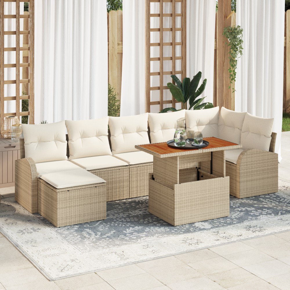 vidaXL Set de canapele pentru grădină cu pernă 8 pcs bej și crem