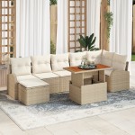 vidaXL Set de canapele pentru grădină cu pernă 8 pcs bej și crem