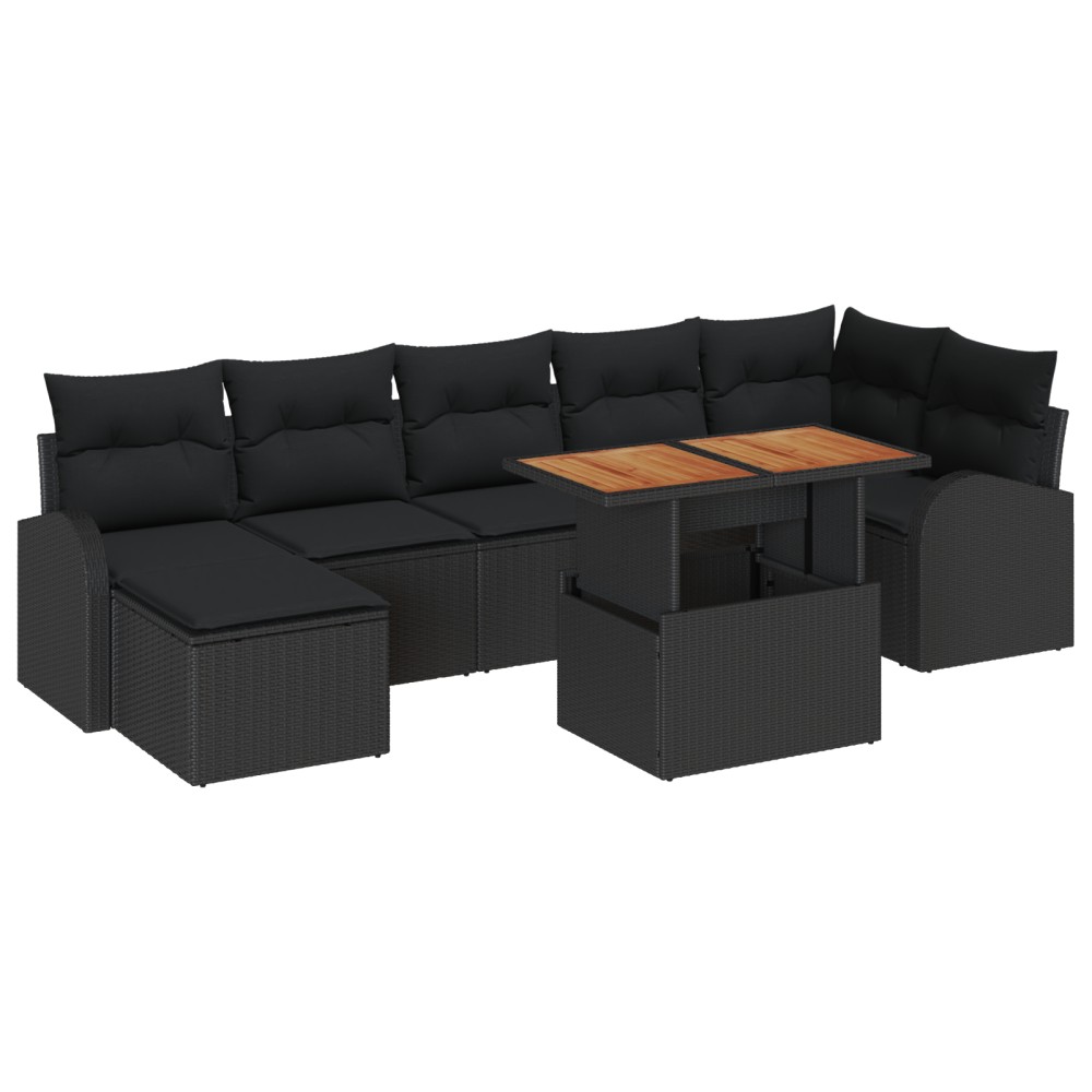 vidaXL Set de canapele pentru grădină cu pernă 8 pcs Negru