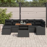 vidaXL Set de canapele pentru grădină cu pernă 8 pcs Negru